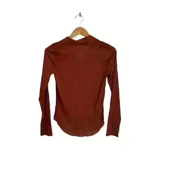 Wilfred Pose Long Sleeve Shirt Button Down Rusty Orange Women's Size Medium - Picture 4 of 4